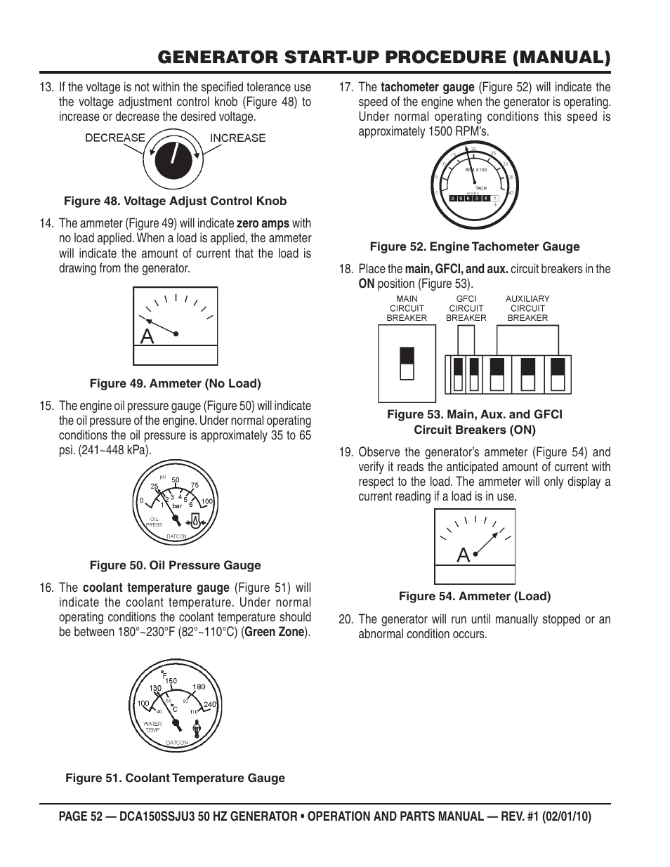 Generator start-up procedure (manual) | Multiquip DCA150SSJU3 User Manual | Page 52 / 102
