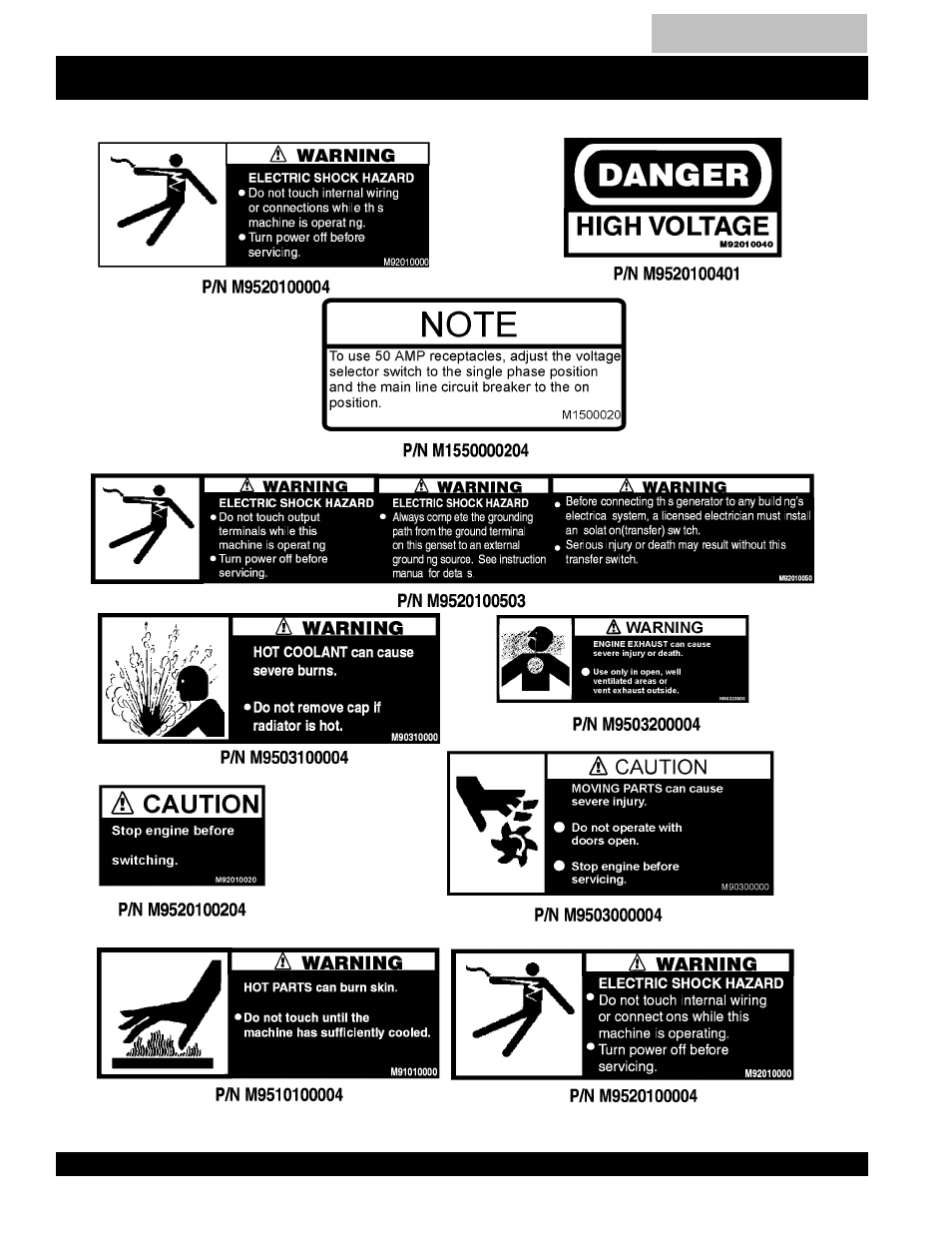 Dca-150sskii — operation and safety decals | Multiquip DCA150SSK2 User Manual | Page 22 / 92