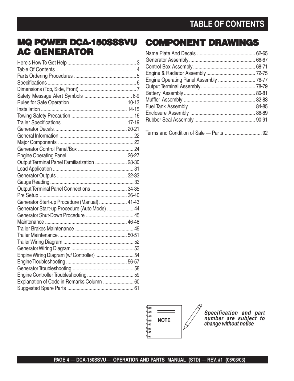 Multiquip DCA150SSVU User Manual | Page 4 / 94
