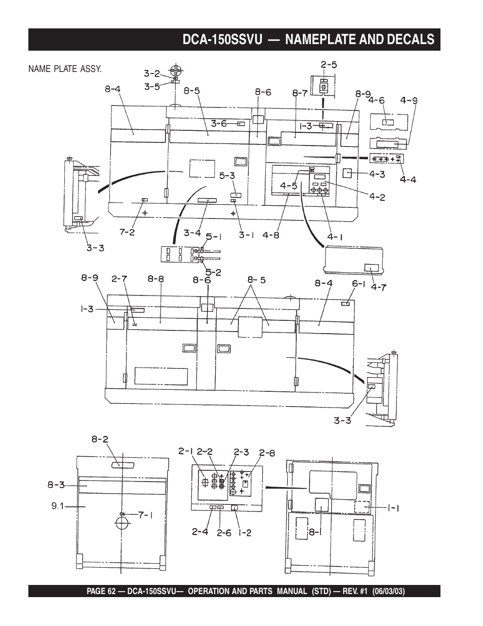 Dca-150ssvu — nameplate and decals | Multiquip DCA150SSVU User Manual | Page 62 / 94