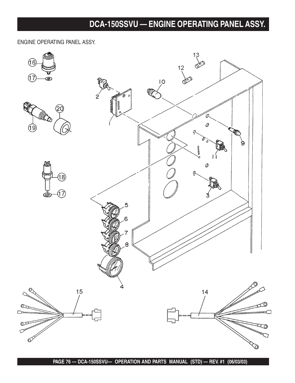 Dca-150ssvu — engine operating panel assy | Multiquip DCA150SSVU User Manual | Page 76 / 94