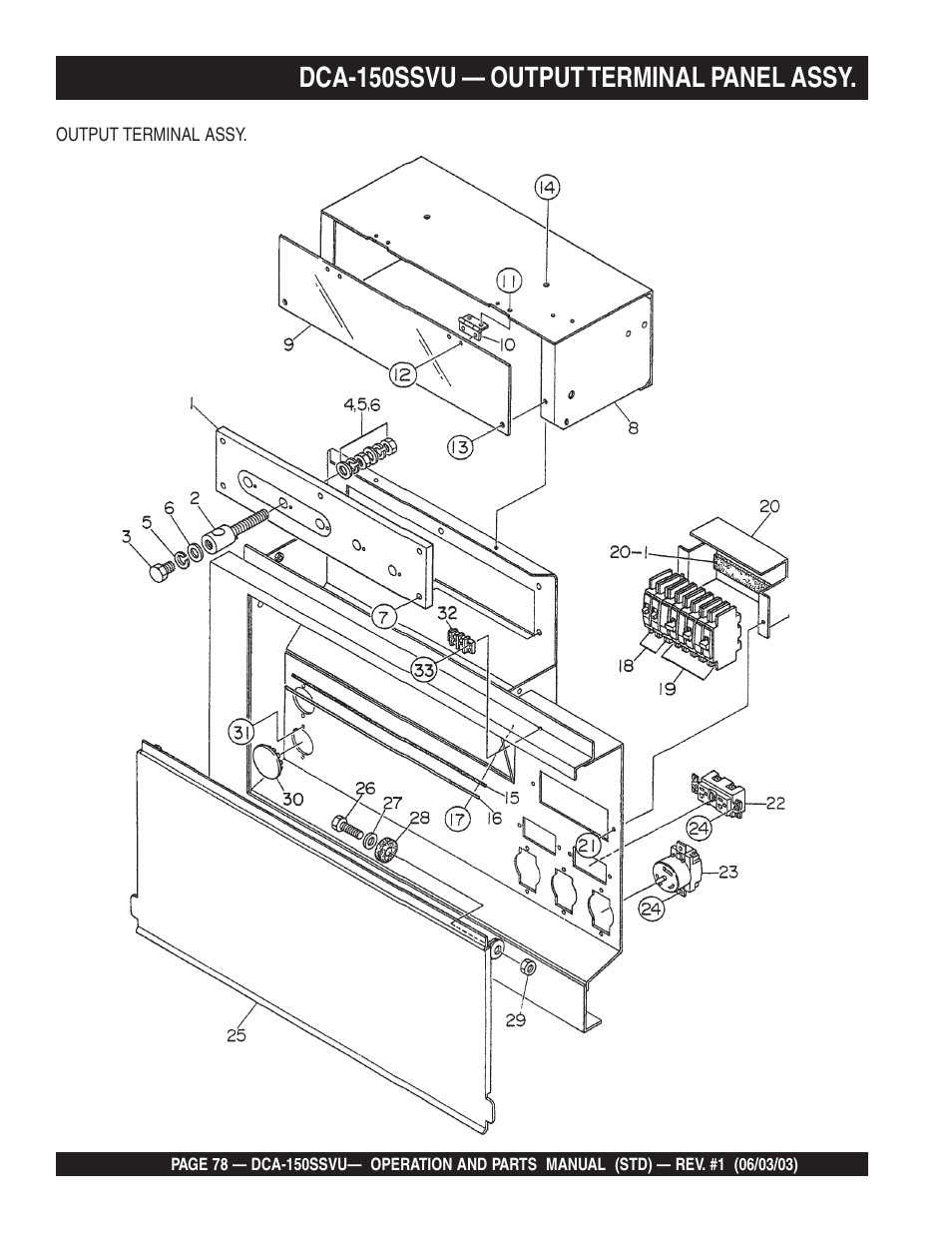 Dca-150 ssvu — output terminal assy | Multiquip DCA150SSVU User Manual | Page 78 / 94