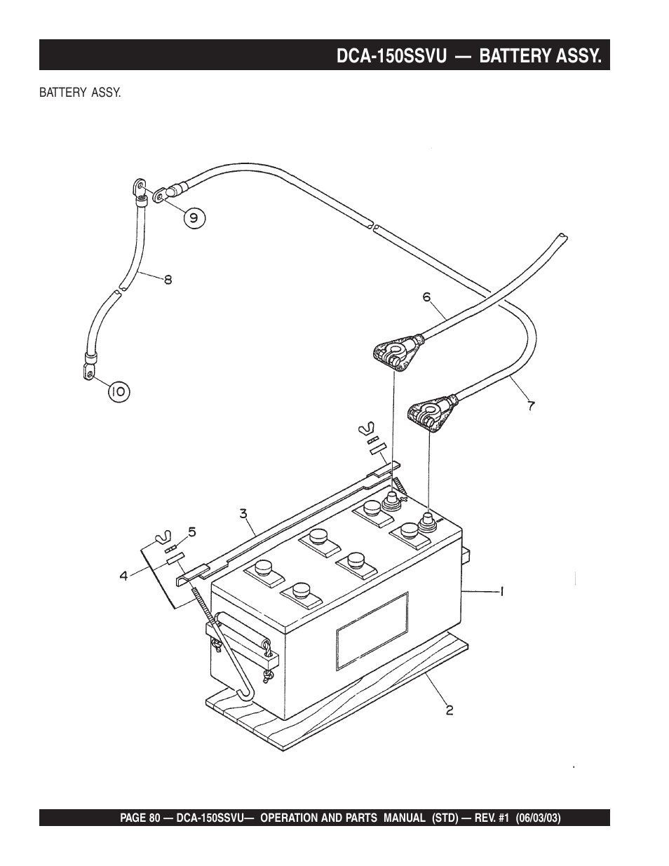 Dca-150ssvu — battery assy | Multiquip DCA150SSVU User Manual | Page 80 / 94