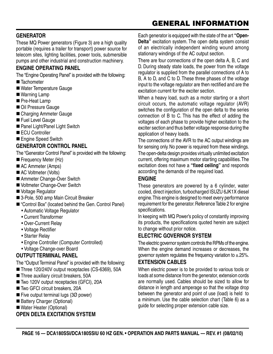 General information | Multiquip DCA180SSIU User Manual | Page 16 / 106