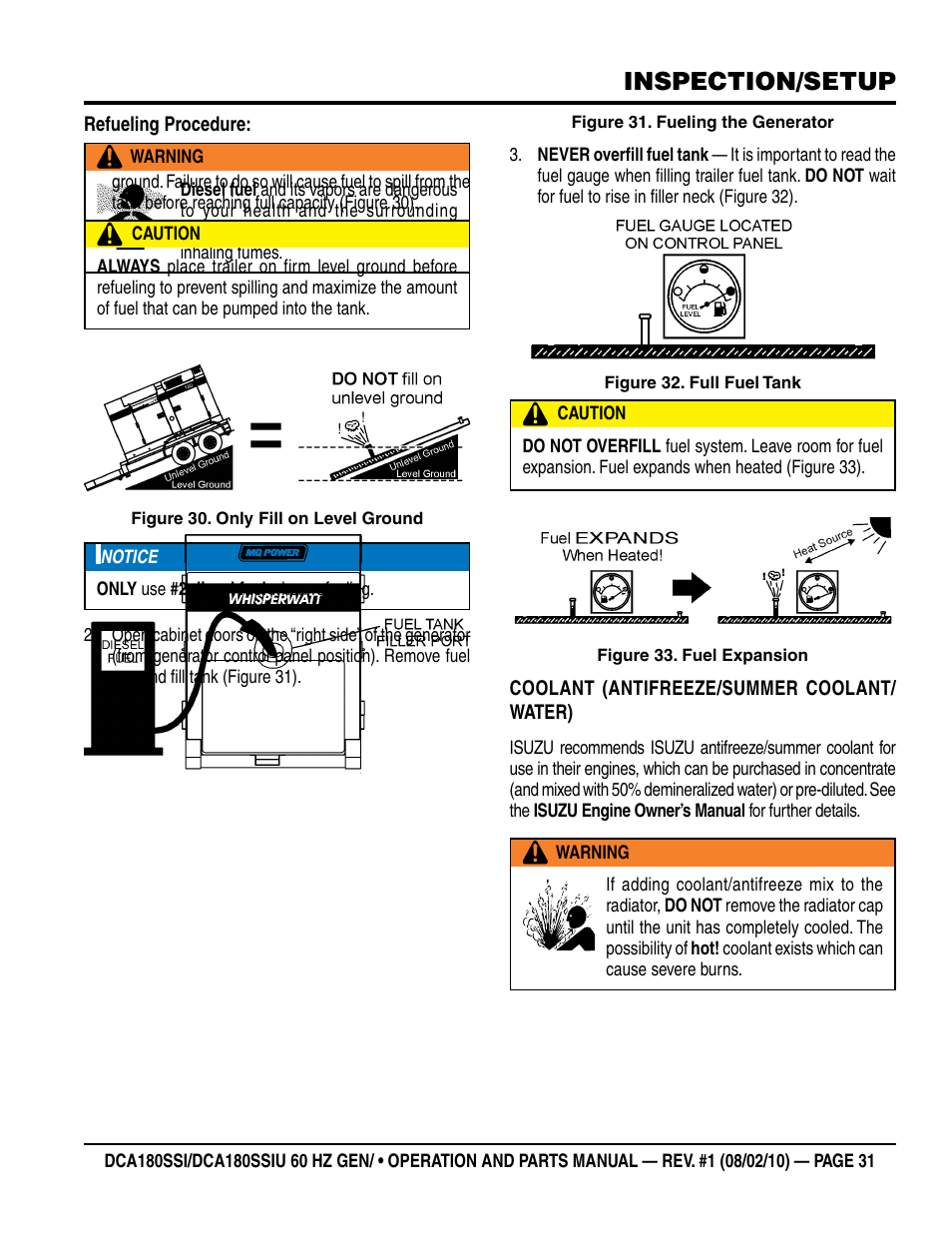 Inspection/setup | Multiquip DCA180SSIU User Manual | Page 31 / 106