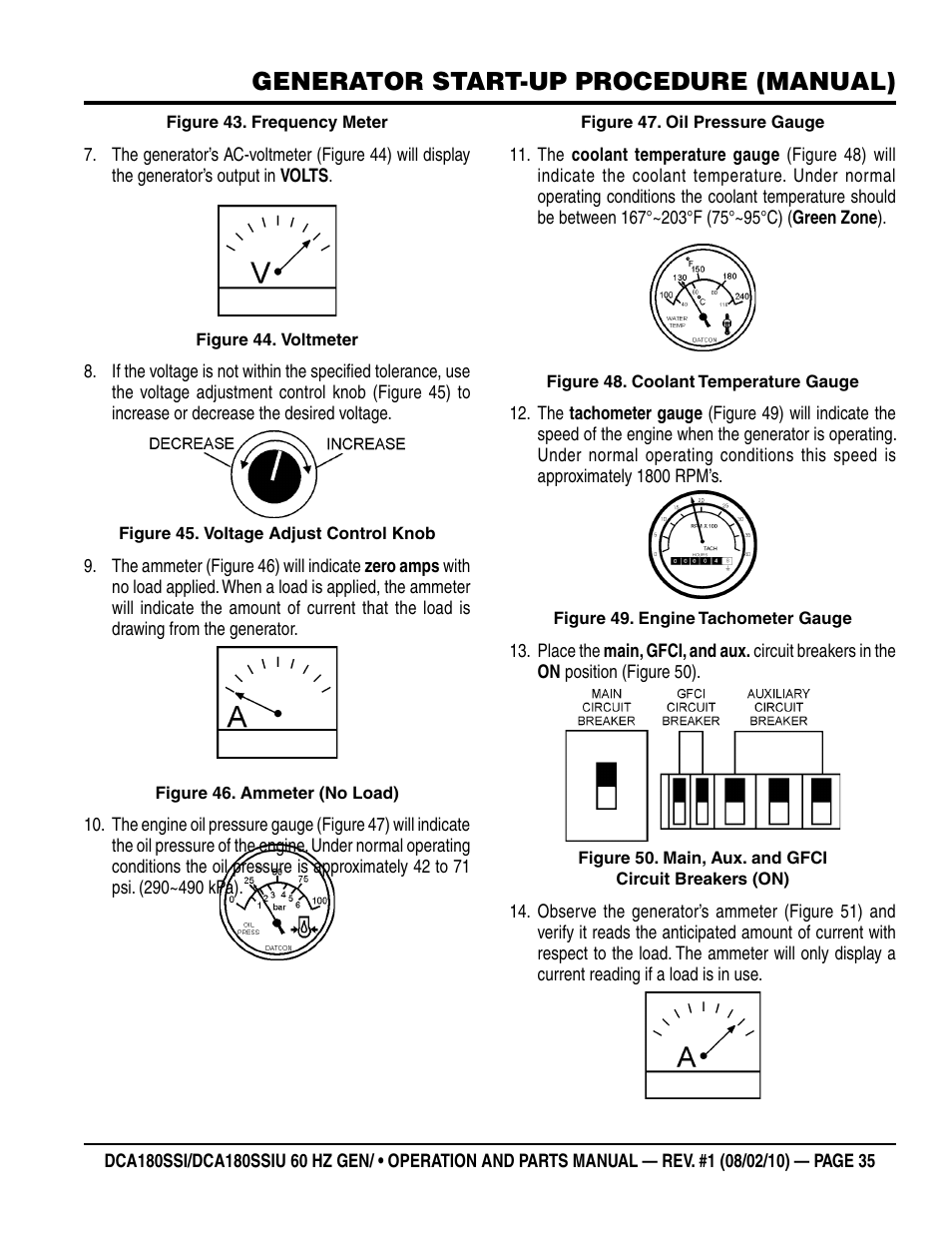 Generator start-up procedure (manual) | Multiquip DCA180SSIU User Manual | Page 35 / 106