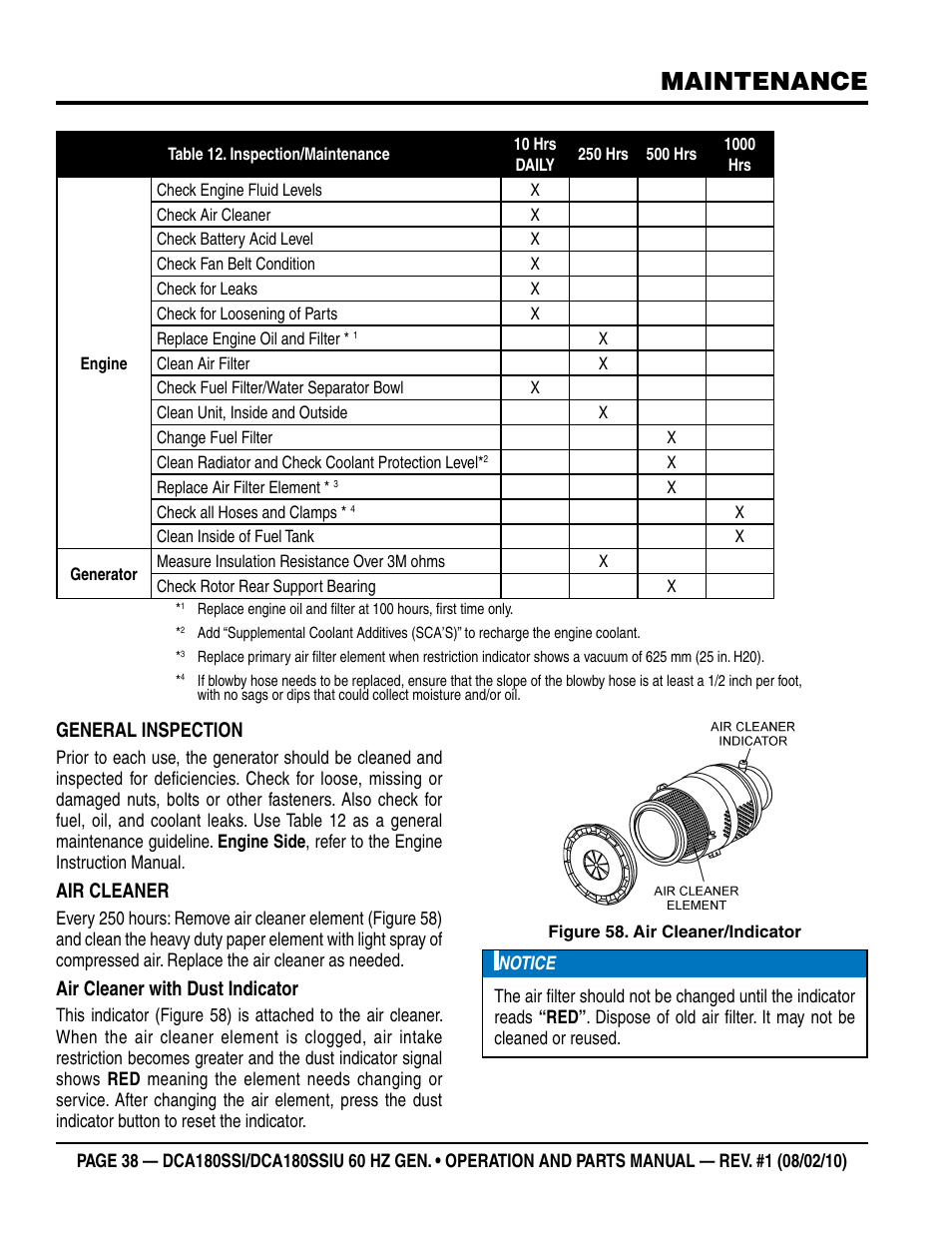 Maintenance | Multiquip DCA180SSIU User Manual | Page 38 / 106