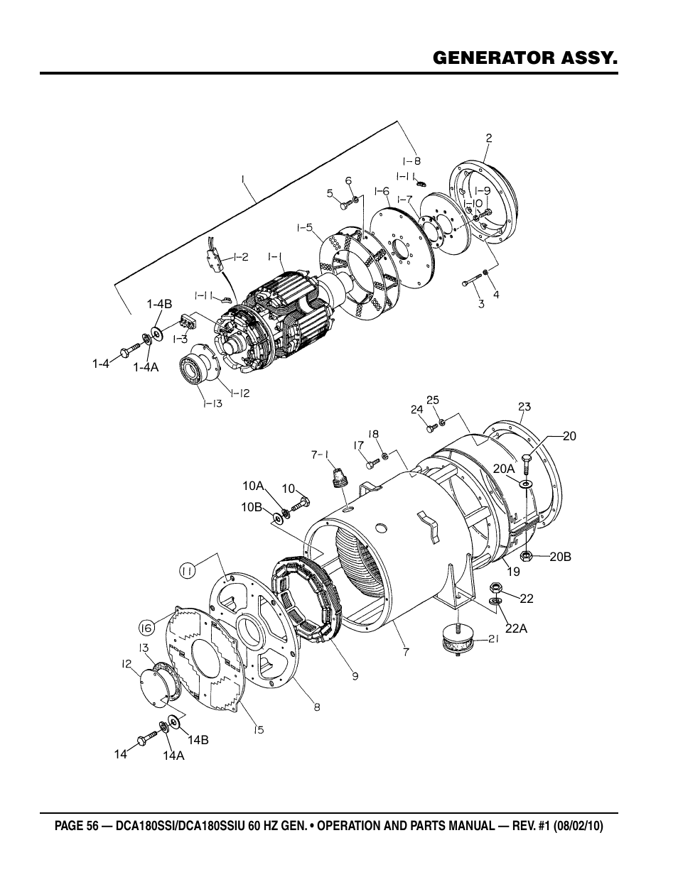 Generator assy | Multiquip DCA180SSIU User Manual | Page 56 / 106