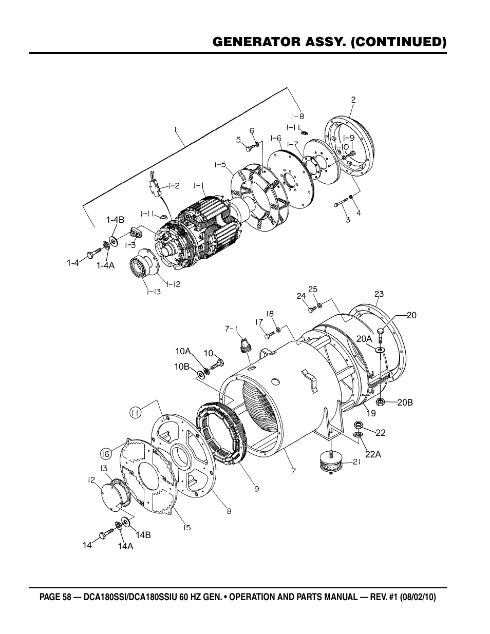 Generator assy. (continued) | Multiquip DCA180SSIU User Manual | Page 58 / 106