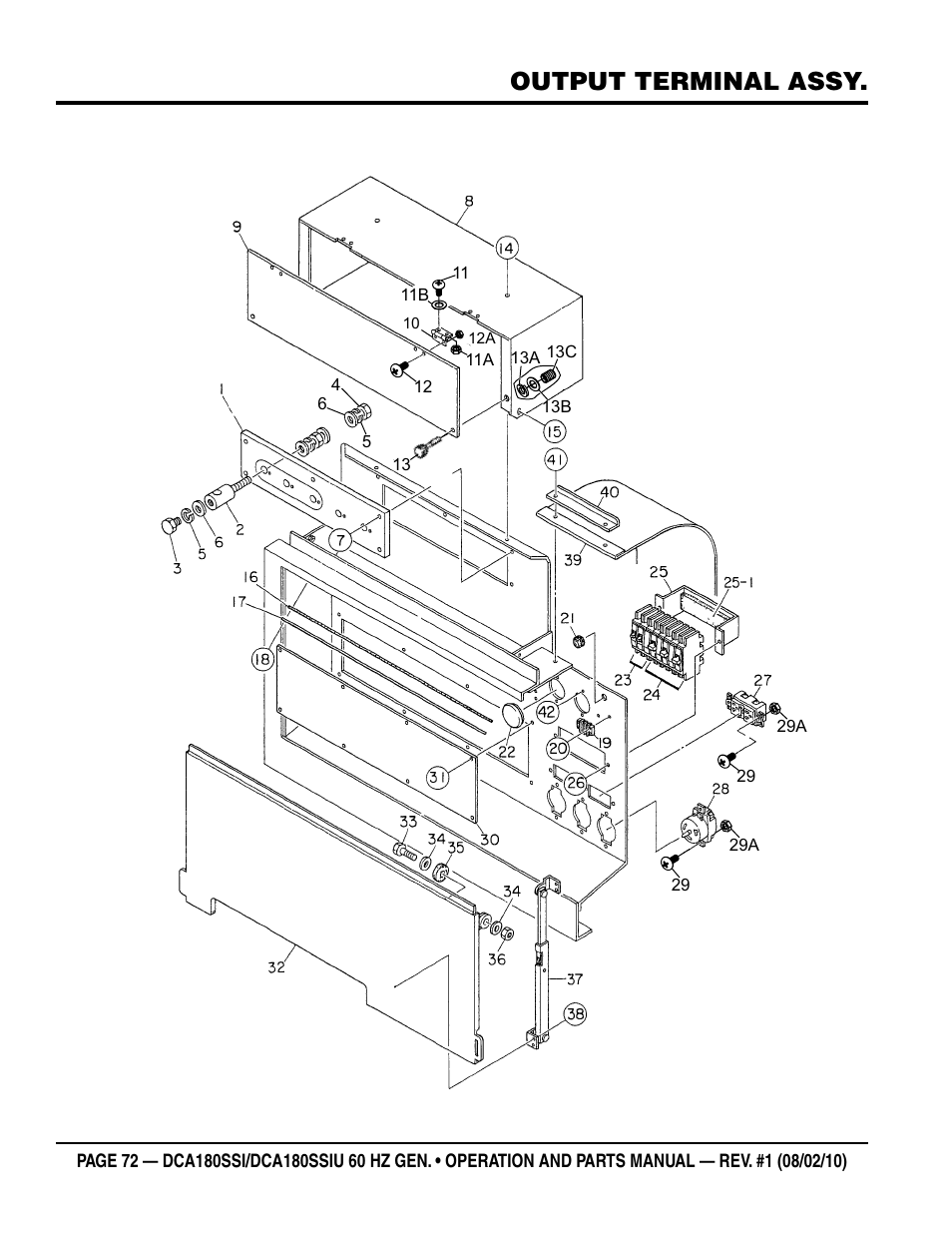 Output terminal assy | Multiquip DCA180SSIU User Manual | Page 72 / 106