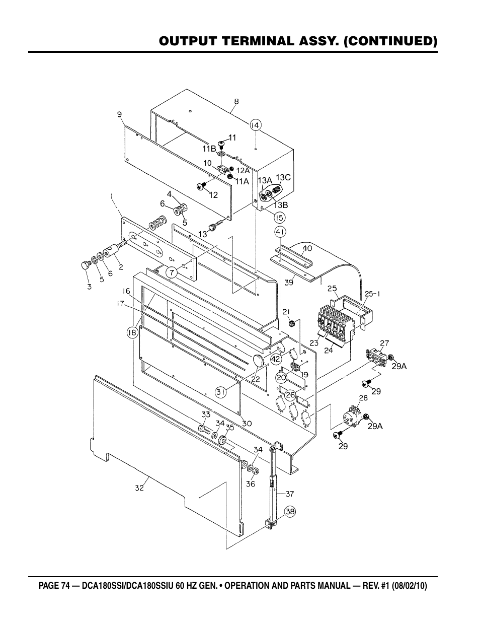 Output terminal assy. (continued) | Multiquip DCA180SSIU User Manual | Page 74 / 106