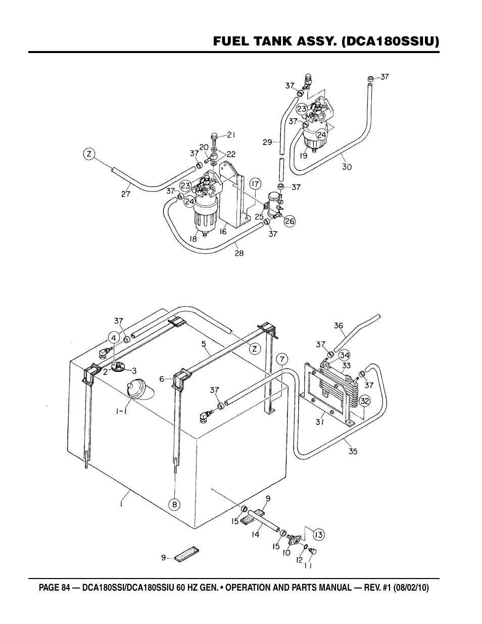 Fuel tank assy. (dca180ssiu) | Multiquip DCA180SSIU User Manual | Page 84 / 106