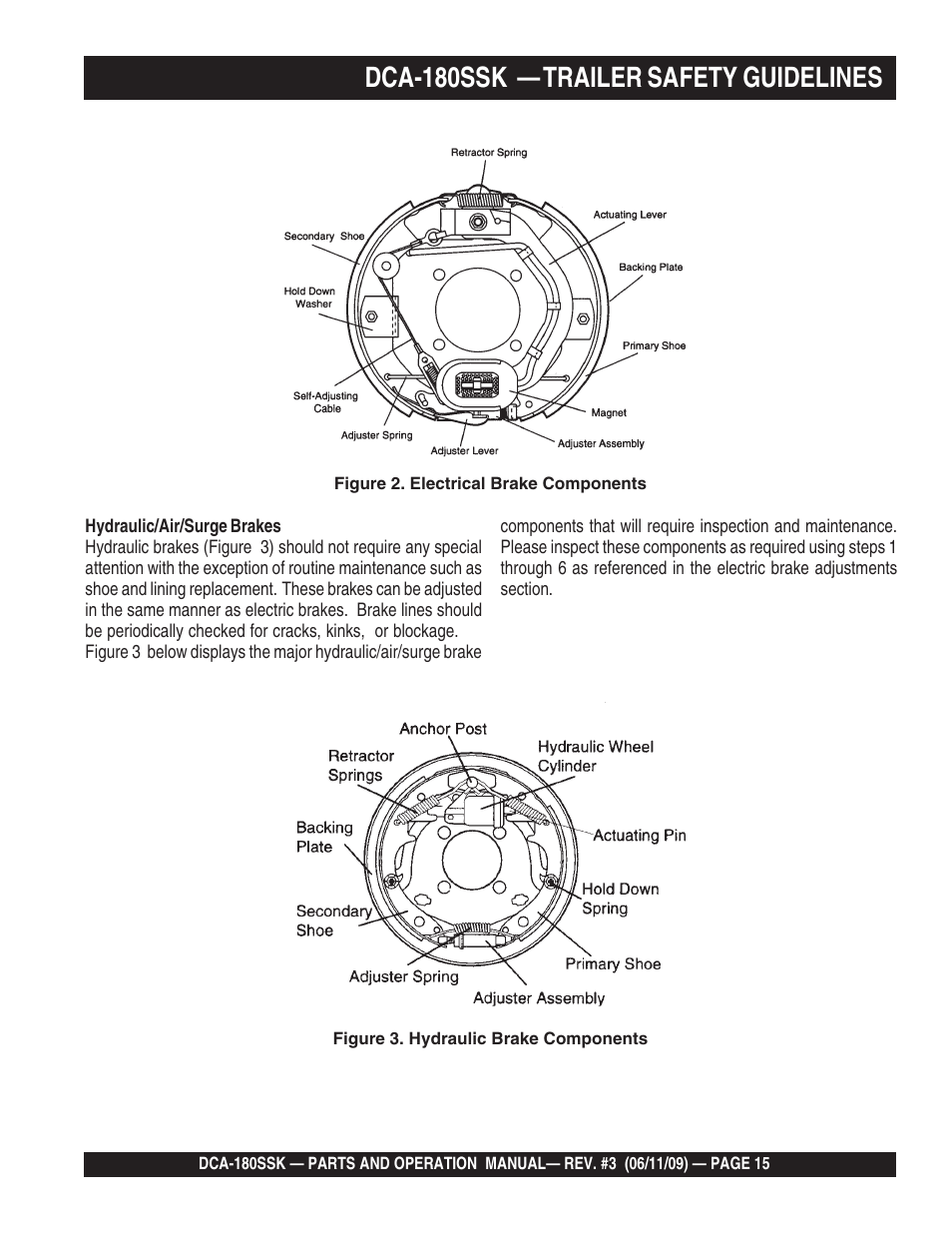 Dca-180ssk — trailer safety guidelines | Multiquip DCA180SSK User Manual | Page 15 / 98