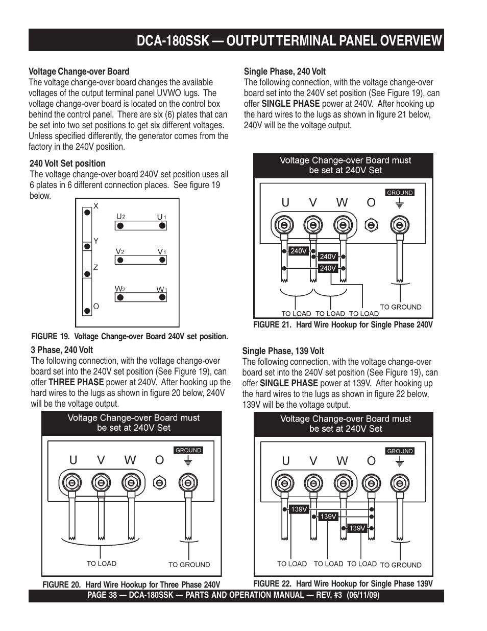 Dca-180ssk — output terminal panel overview | Multiquip DCA180SSK User Manual | Page 38 / 98