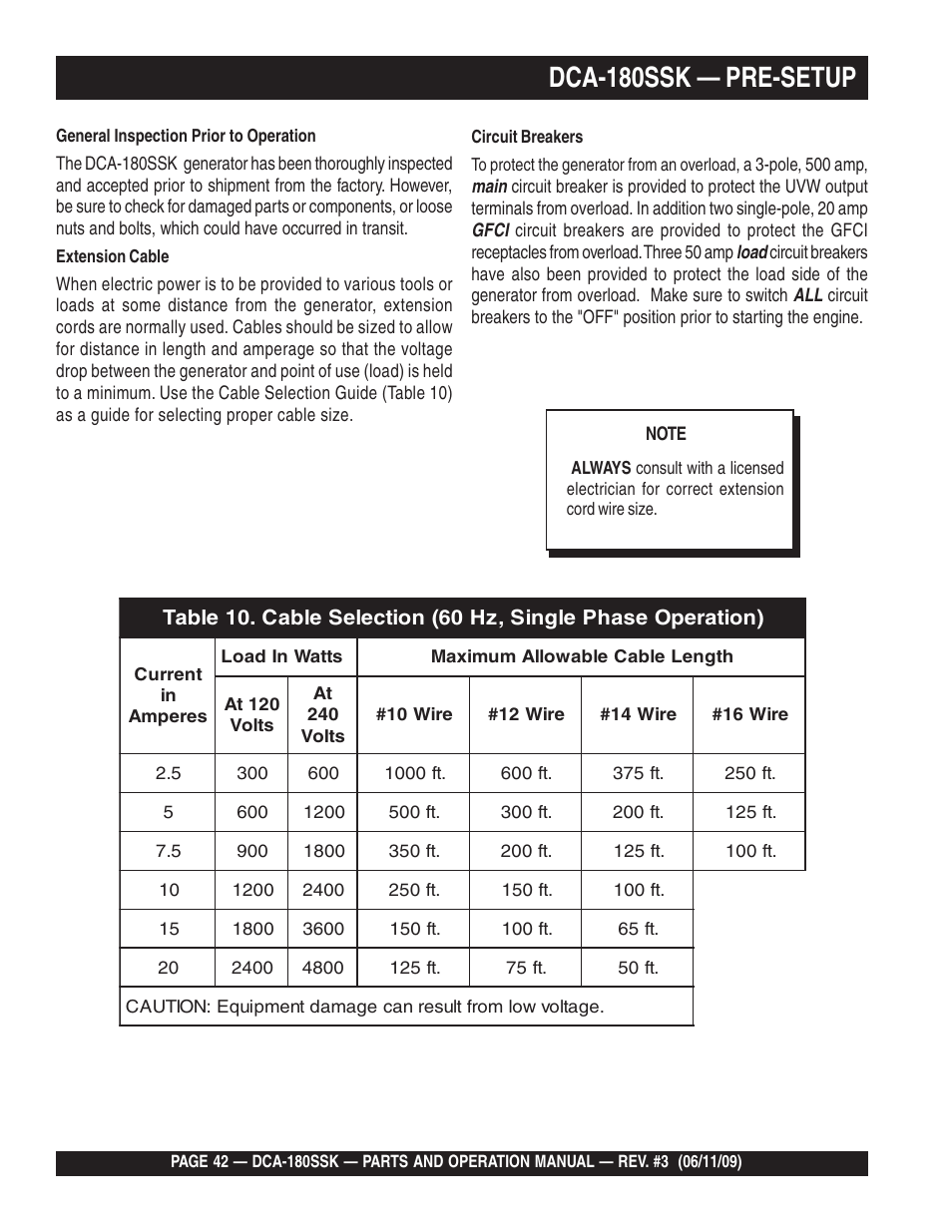 Dca-180ssk — pre-setup | Multiquip DCA180SSK User Manual | Page 42 / 98