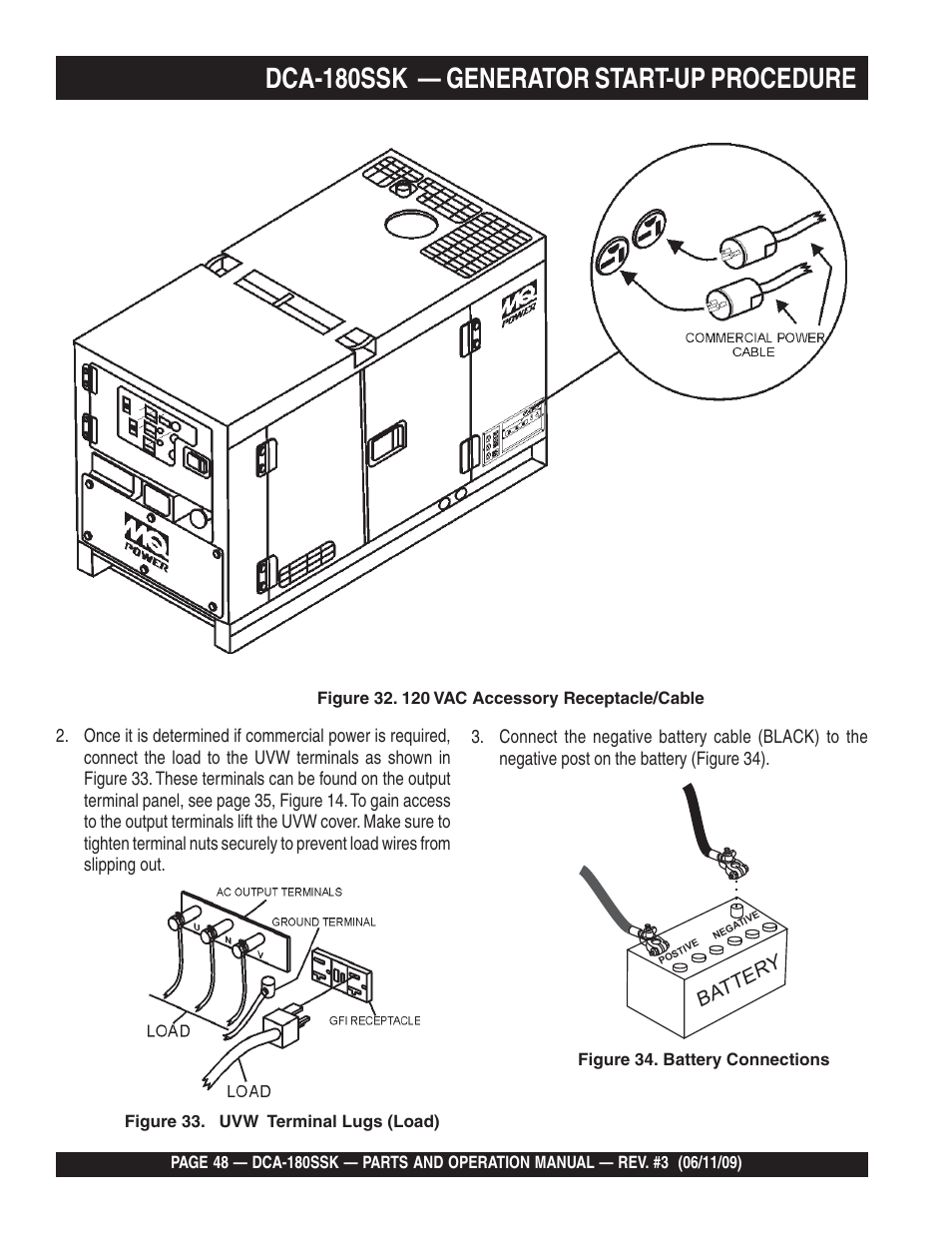 Dca-180ssk — generator start-up procedure | Multiquip DCA180SSK User Manual | Page 48 / 98