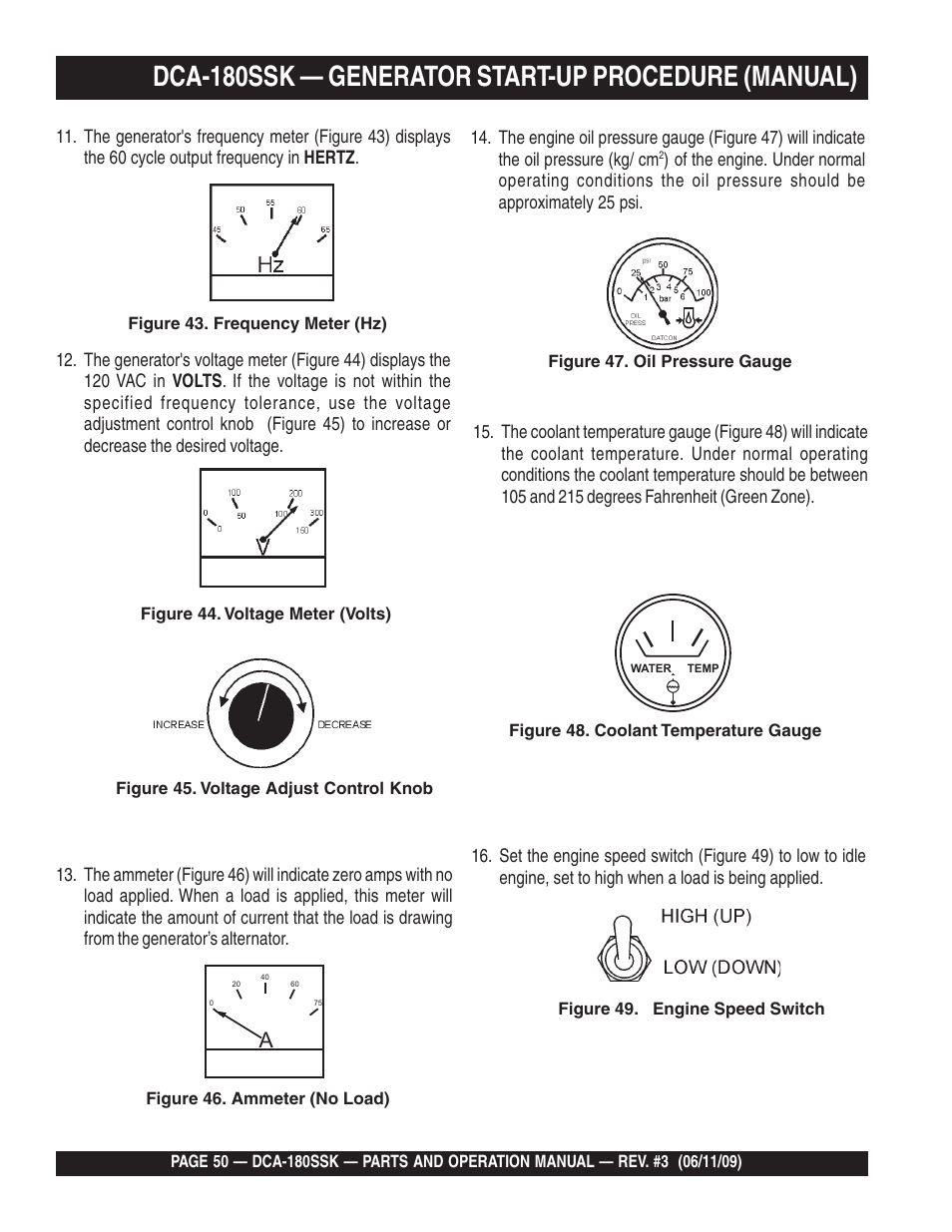 Dca-180ssk — generator start-up procedure (manual) | Multiquip DCA180SSK User Manual | Page 50 / 98