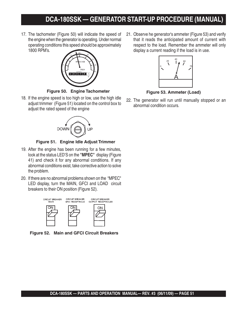 Dca-180ssk — generator start-up procedure (manual) | Multiquip DCA180SSK User Manual | Page 51 / 98