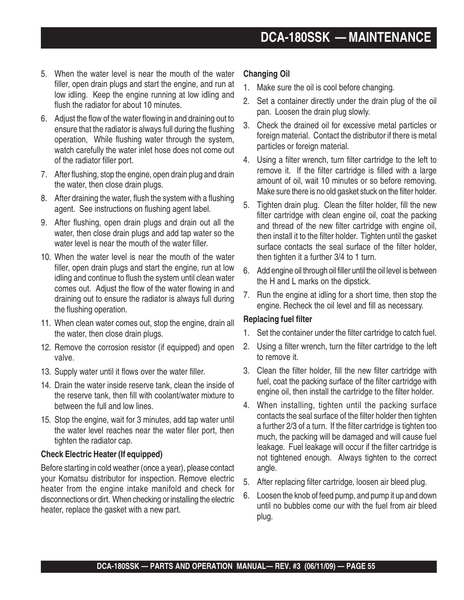 Dca-180ssk — maintenance | Multiquip DCA180SSK User Manual | Page 55 / 98