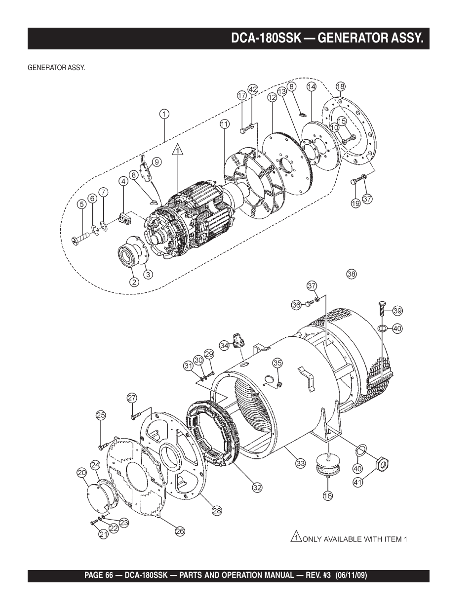 Dca-180ssk — generator assy | Multiquip DCA180SSK User Manual | Page 66 / 98