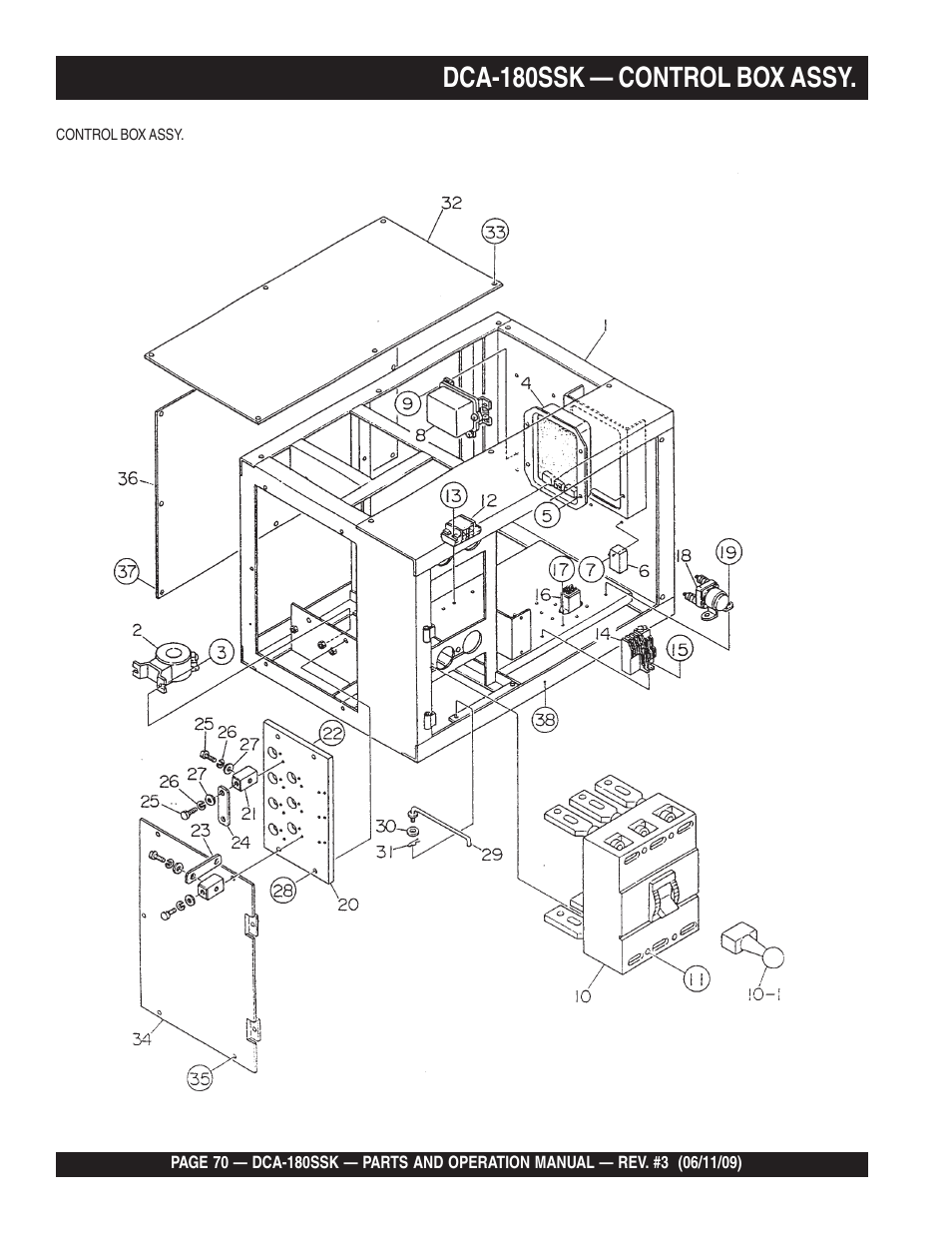 Dca-180ssk — control box assy | Multiquip DCA180SSK User Manual | Page 70 / 98