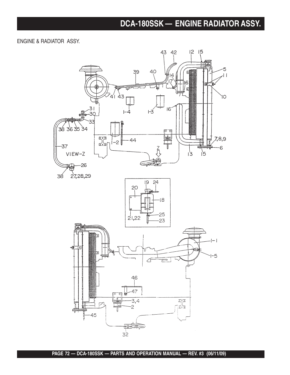 Dca-180ssk — engine radiator assy | Multiquip DCA180SSK User Manual | Page 72 / 98