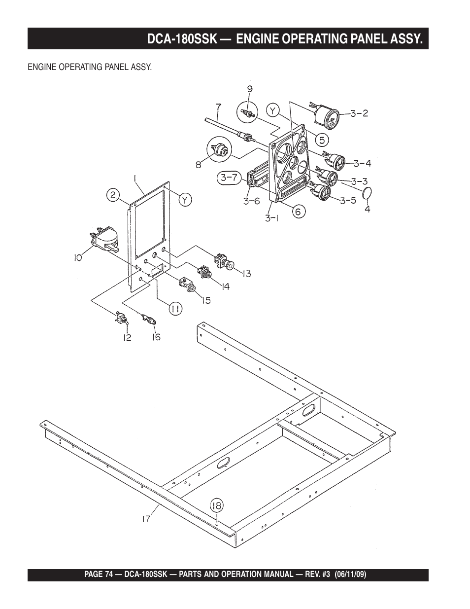 Dca-180ssk — engine operating panel assy | Multiquip DCA180SSK User Manual | Page 74 / 98