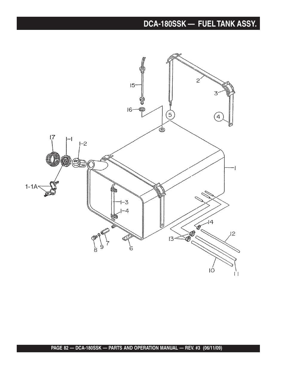 Dca-180ssk — fuel tank assy | Multiquip DCA180SSK User Manual | Page 82 / 98