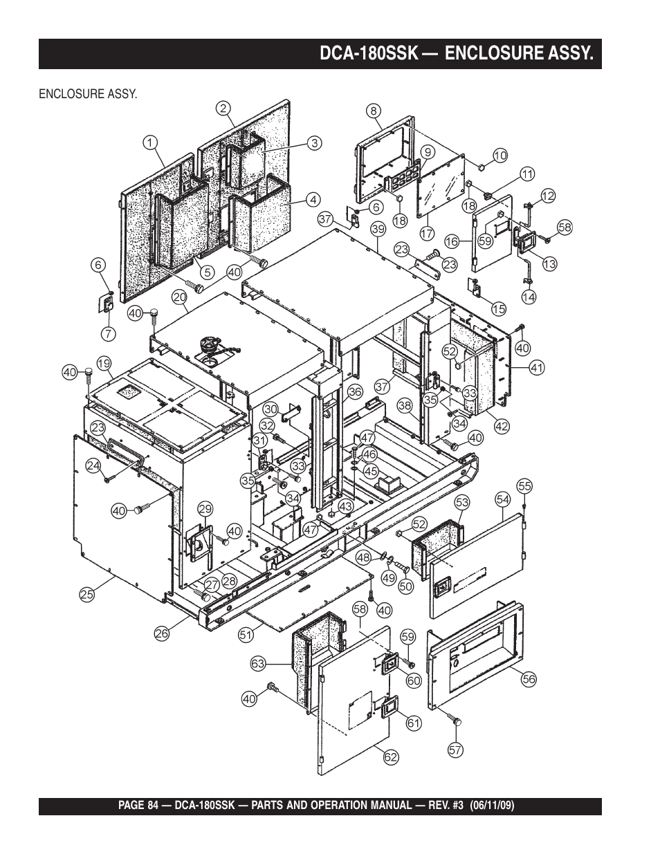 Dca-180ssk — enclosure assy | Multiquip DCA180SSK User Manual | Page 84 / 98