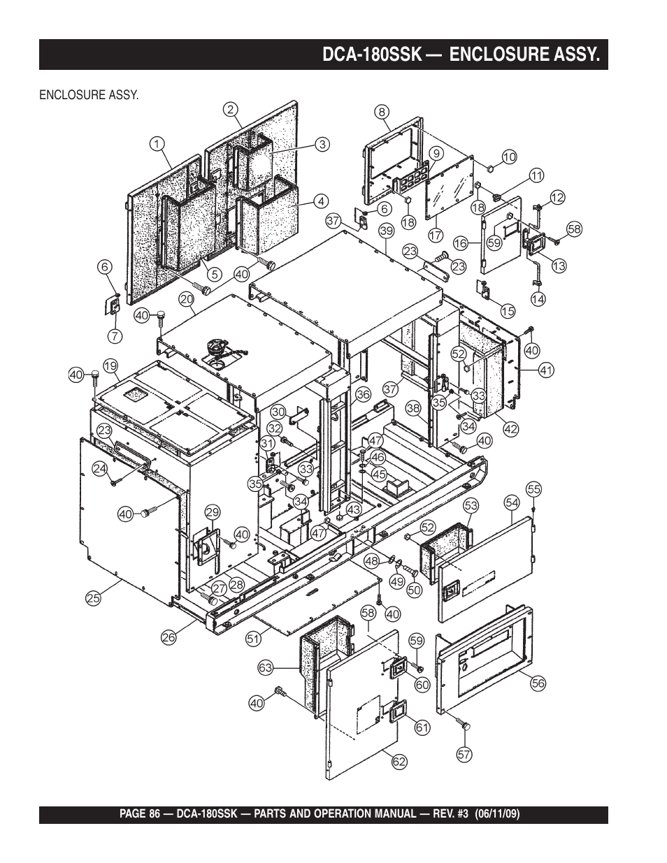 Dca-180ssk — enclosure assy | Multiquip DCA180SSK User Manual | Page 86 / 98