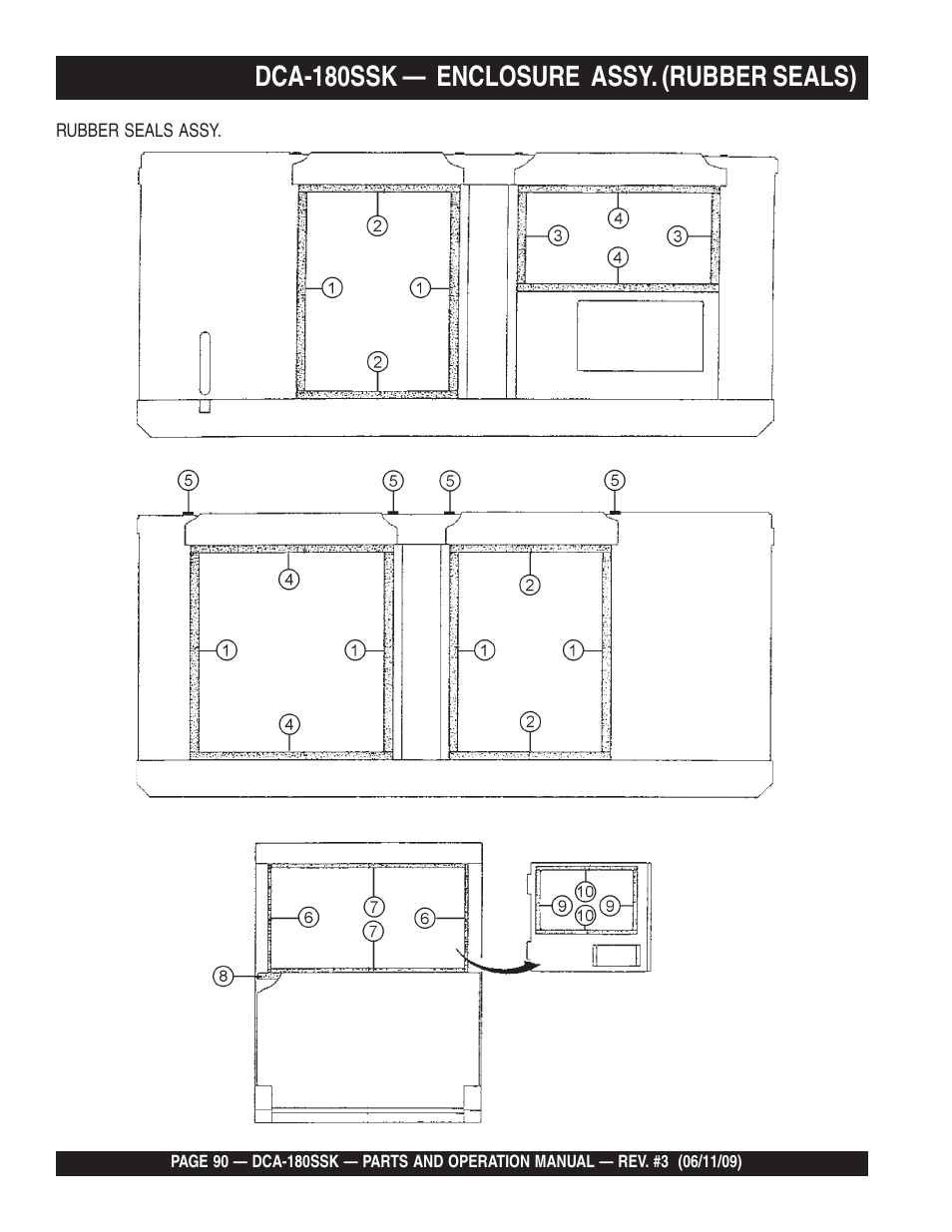 Dca-180ssk — enclosure assy. (rubber seals) | Multiquip DCA180SSK User Manual | Page 90 / 98