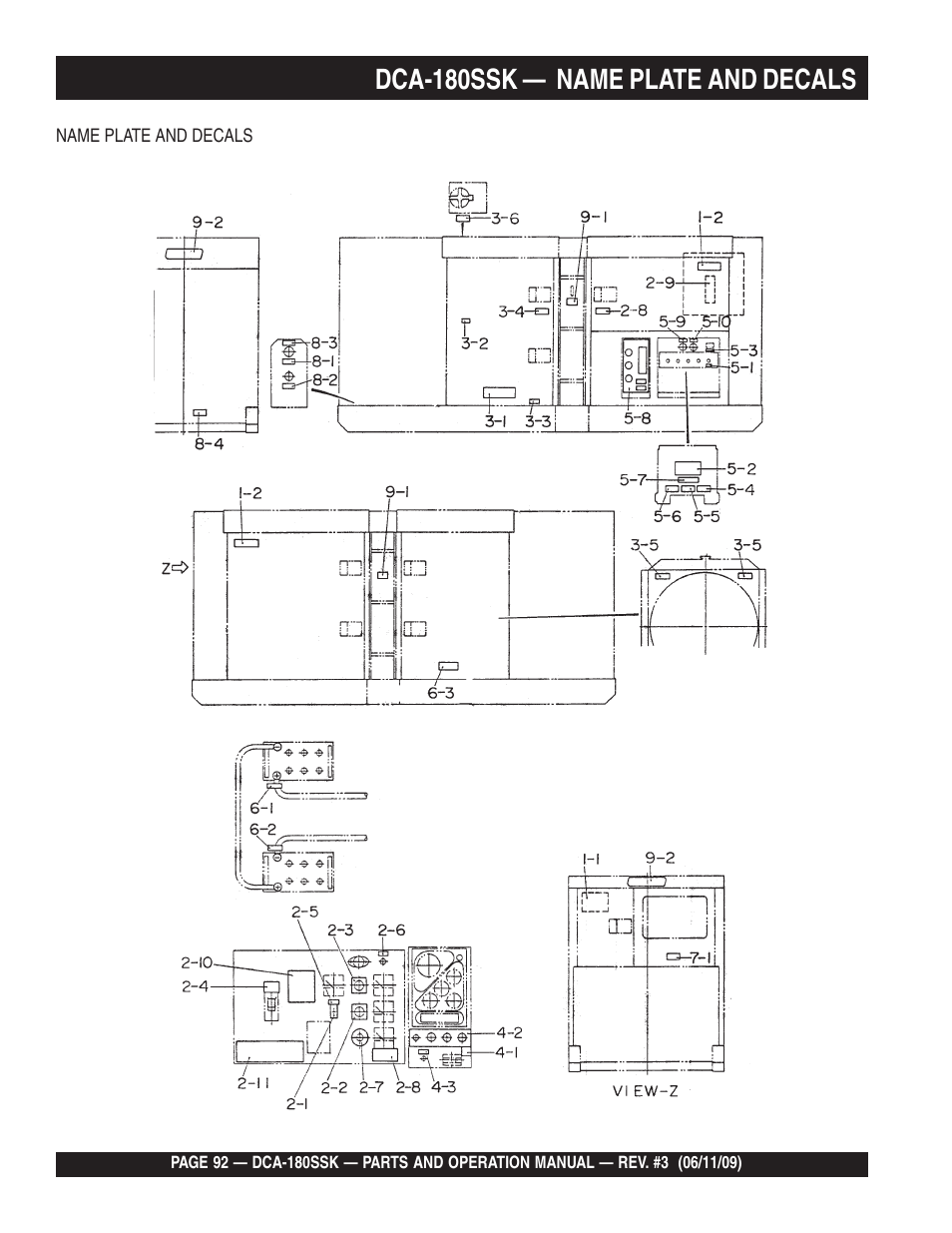 Dca-180ssk — name plate and decals | Multiquip DCA180SSK User Manual | Page 92 / 98