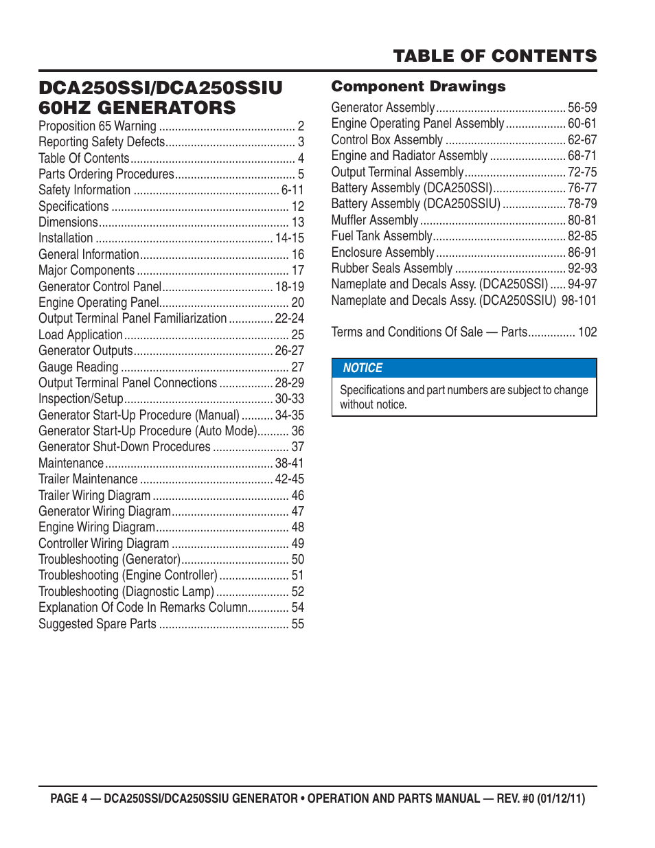 Multiquip DCA250SSI_250SSIU User Manual | Page 4 / 104