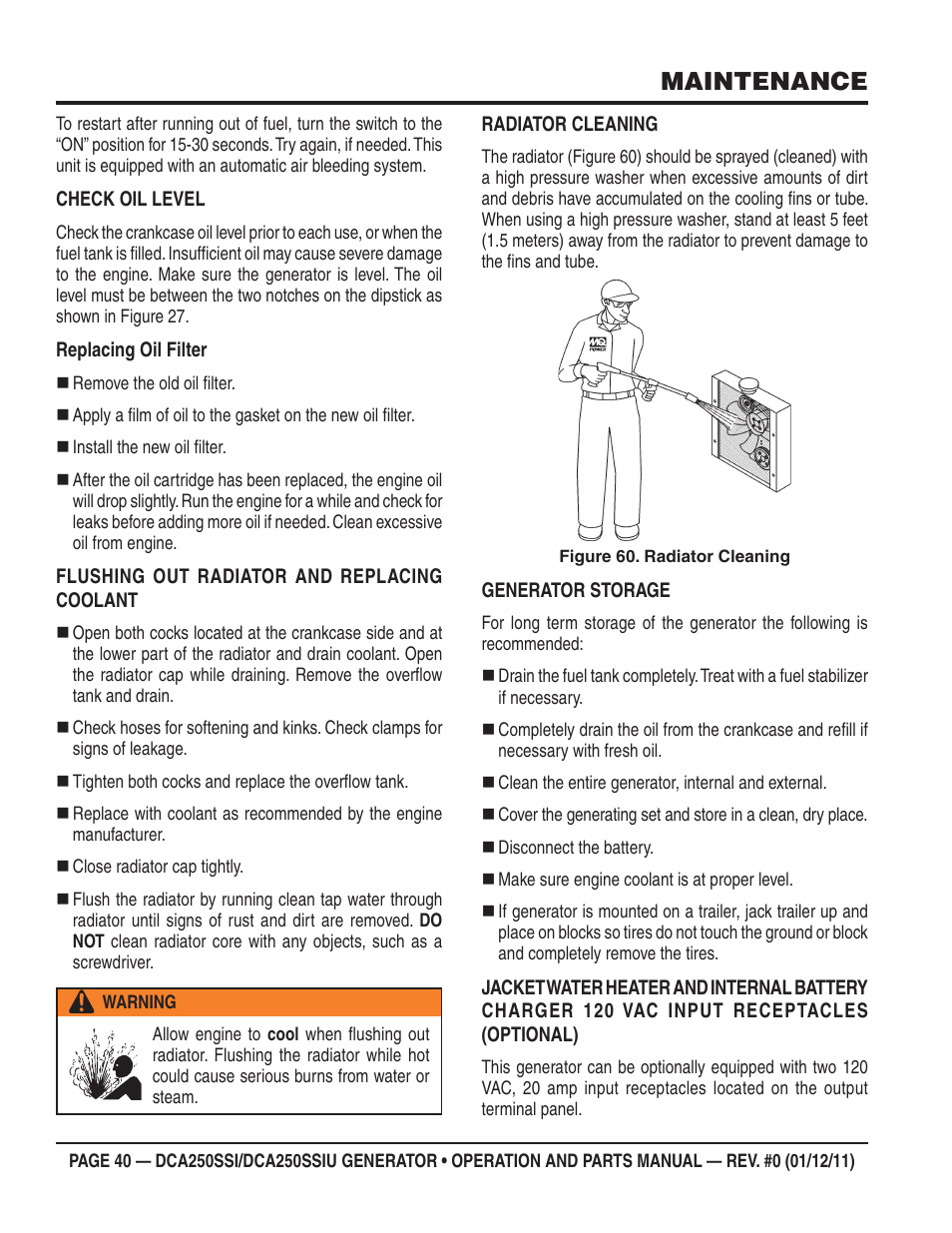 Maintenance | Multiquip DCA250SSI_250SSIU User Manual | Page 40 / 104