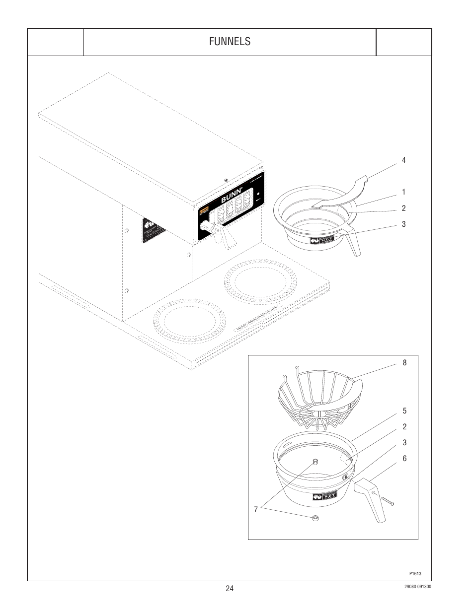 Bunn, Cez, cdbc & cdbcp funnels, P1613 | Bunn CEZ User Manual | Page 24 / 27