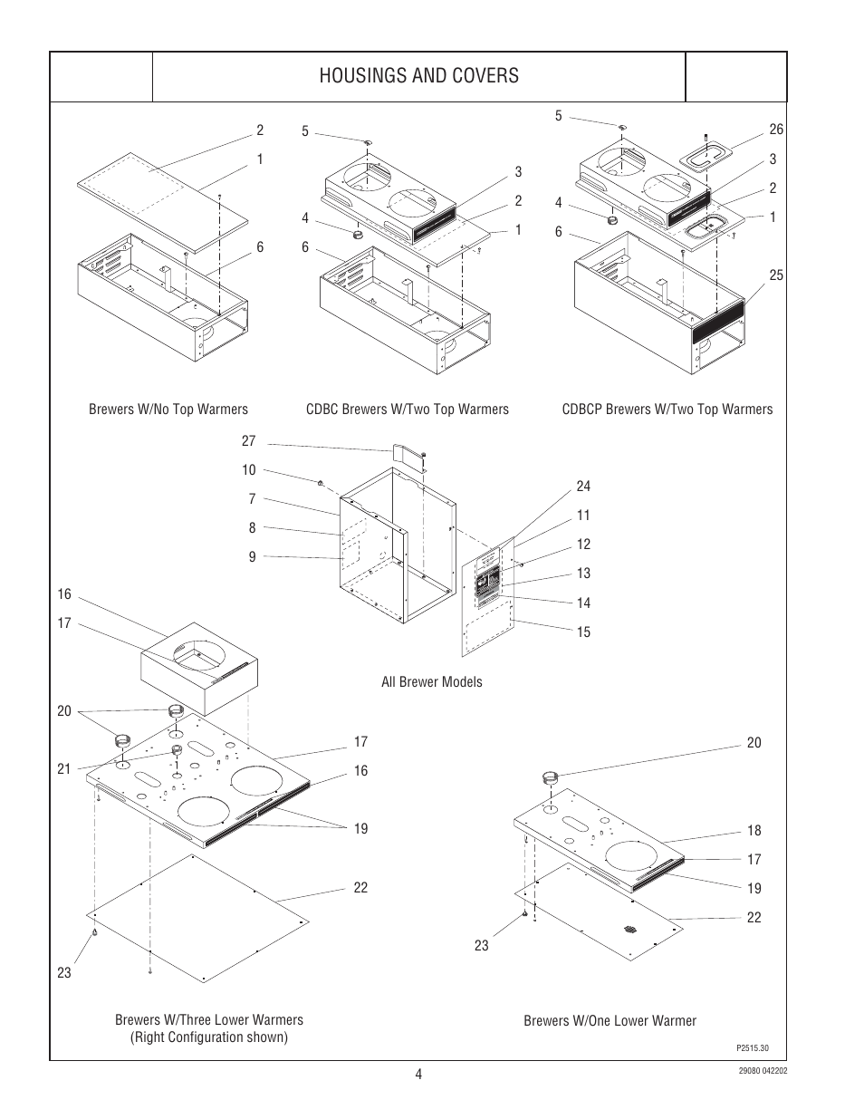Bunn, Cez, cdbc & cdbcp housings and covers | Bunn CEZ User Manual | Page 4 / 27