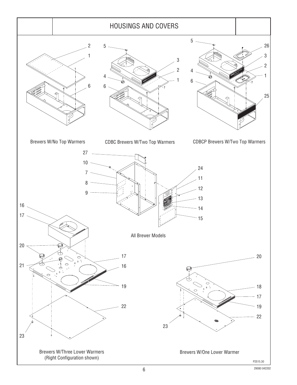 Bunn, Cez, cdbc & cdbcp, Housings and covers | Bunn CEZ User Manual | Page 6 / 27