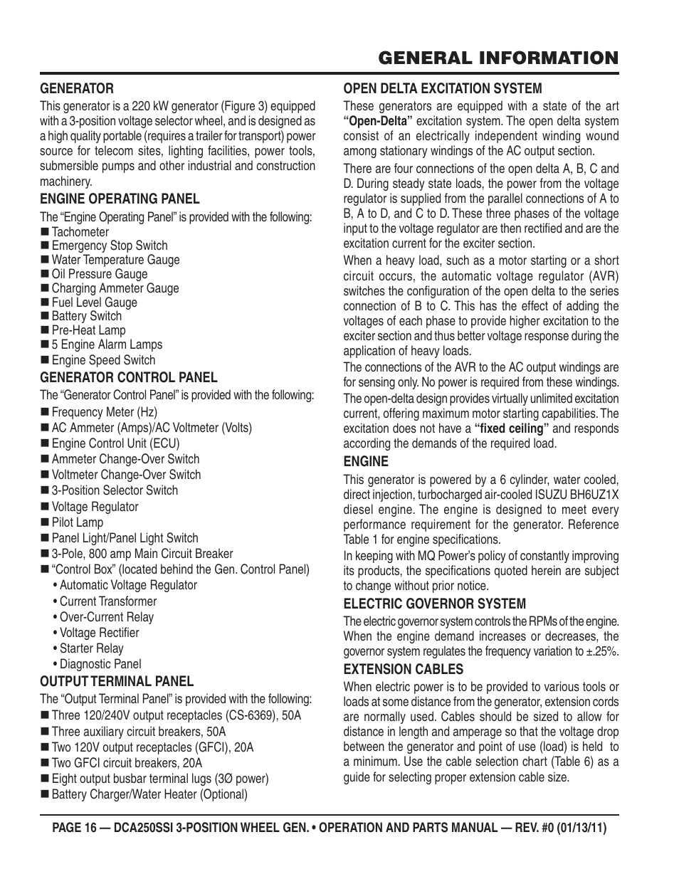 General information | Multiquip DCA250SSI User Manual | Page 16 / 96