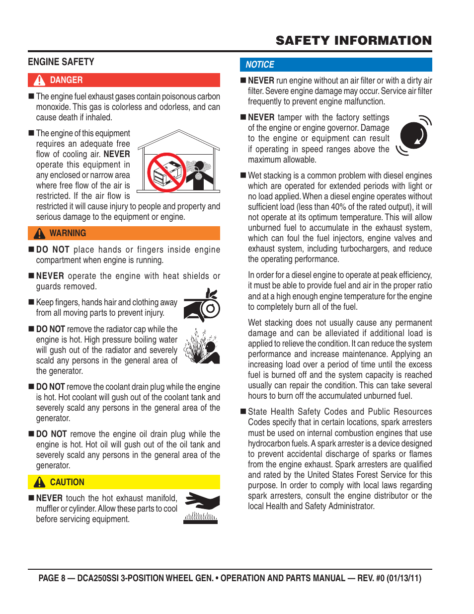 Safety information | Multiquip DCA250SSI User Manual | Page 8 / 96