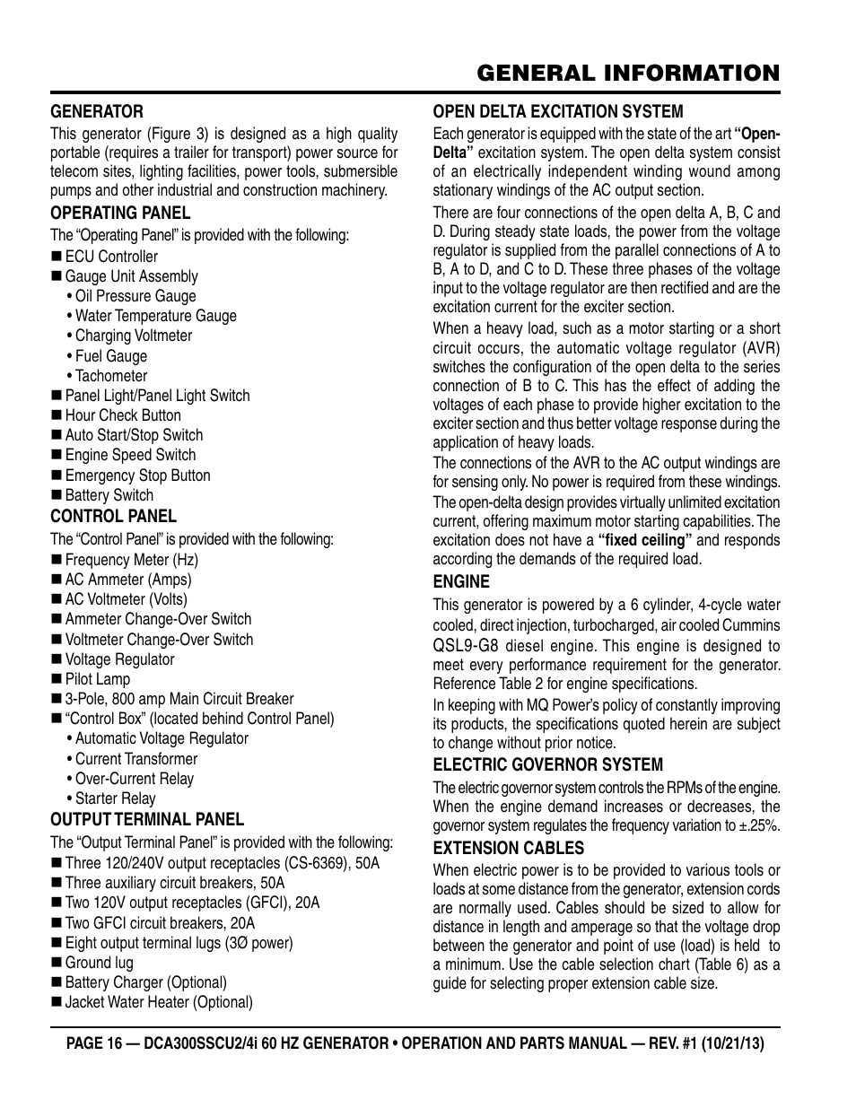 General information | Multiquip DCA300SSCU2_SSCU4i User Manual | Page 16 / 102