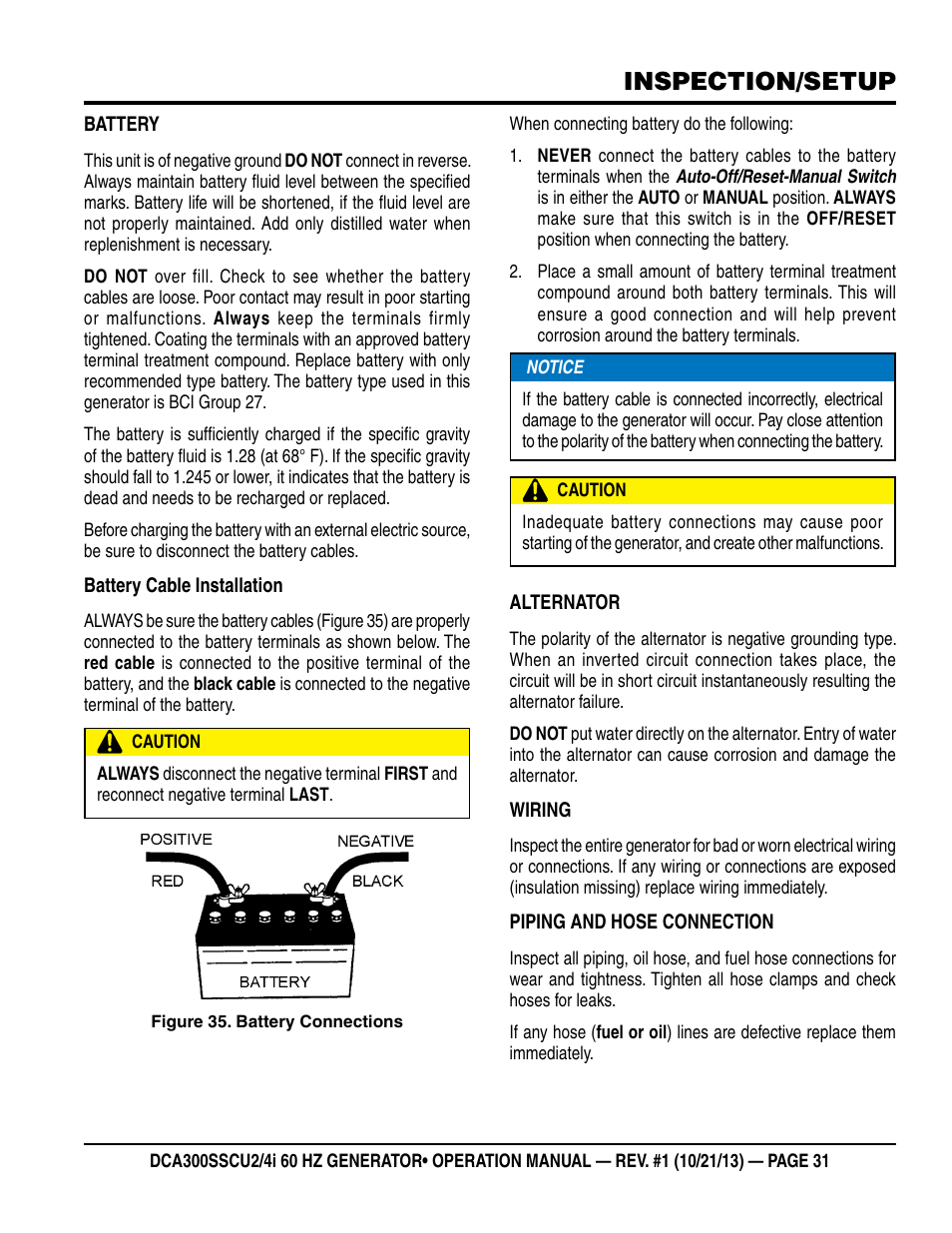 Inspection/setup | Multiquip DCA300SSCU2_SSCU4i User Manual | Page 31 / 102