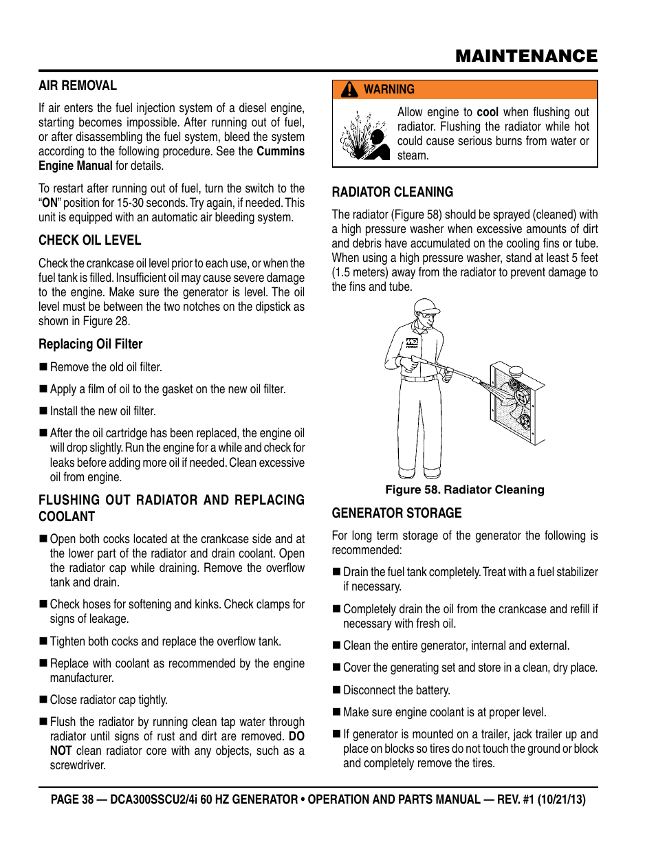 Maintenance | Multiquip DCA300SSCU2_SSCU4i User Manual | Page 38 / 102