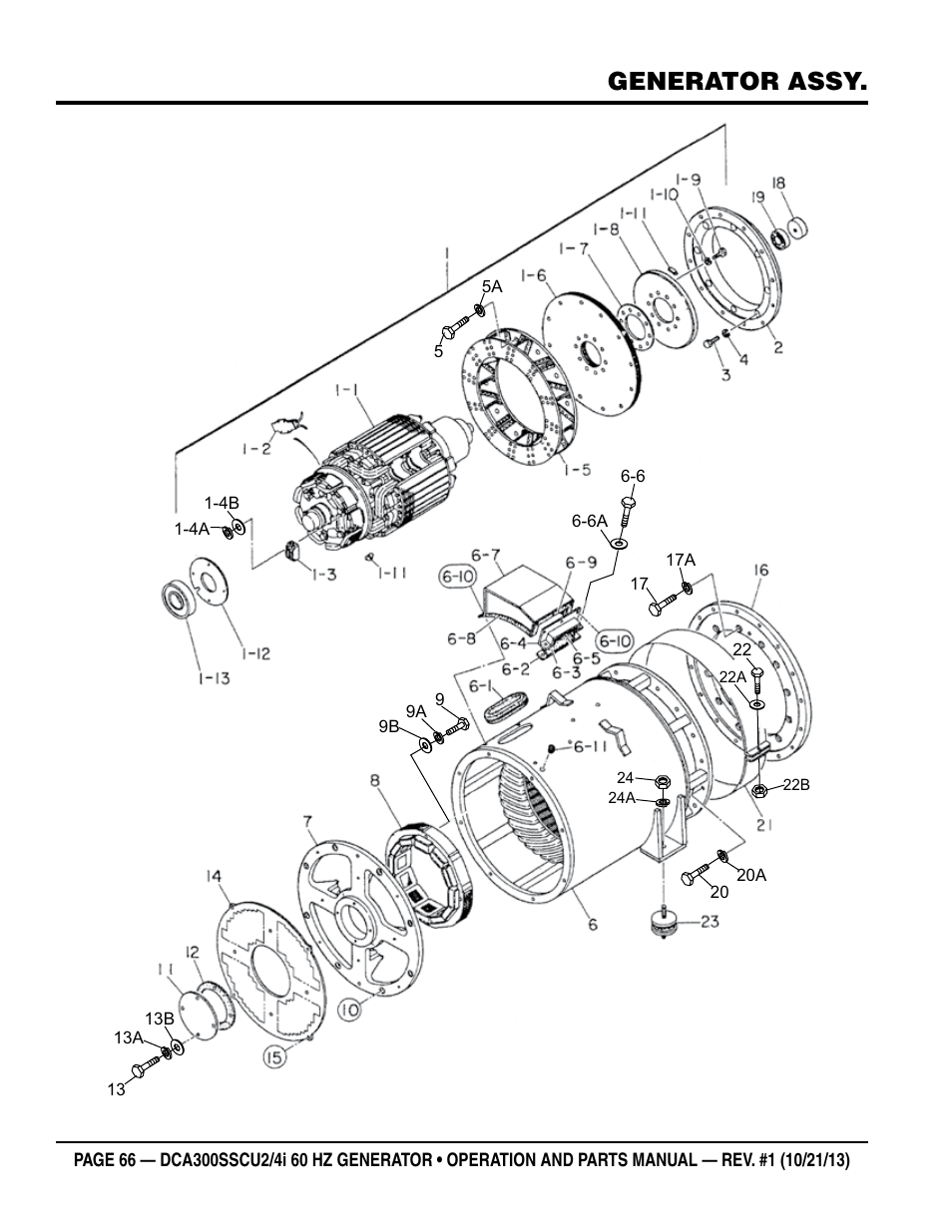 Generator assy | Multiquip DCA300SSCU2_SSCU4i User Manual | Page 66 / 102