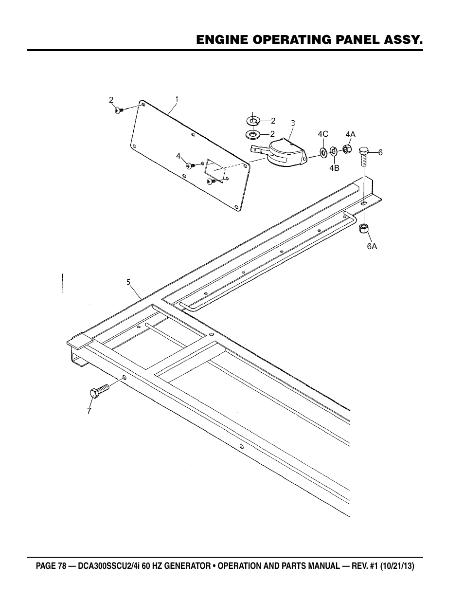 Engine operating panel assy | Multiquip DCA300SSCU2_SSCU4i User Manual | Page 78 / 102