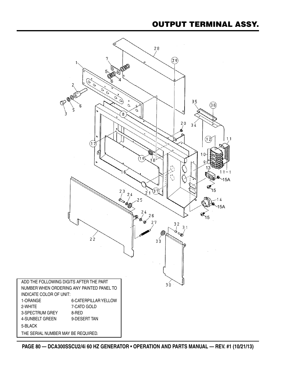 Output terminal assy | Multiquip DCA300SSCU2_SSCU4i User Manual | Page 80 / 102