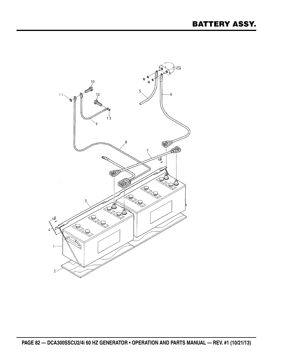 Battery assy | Multiquip DCA300SSCU2_SSCU4i User Manual | Page 82 / 102
