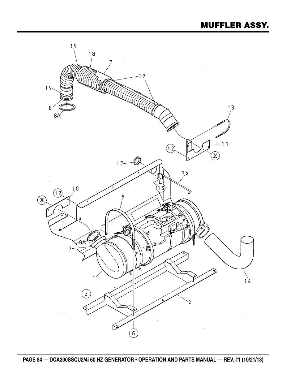 Muffler assy | Multiquip DCA300SSCU2_SSCU4i User Manual | Page 84 / 102
