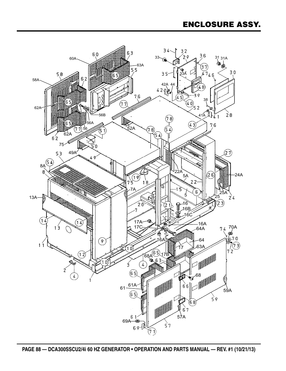 Enclosure assy | Multiquip DCA300SSCU2_SSCU4i User Manual | Page 88 / 102