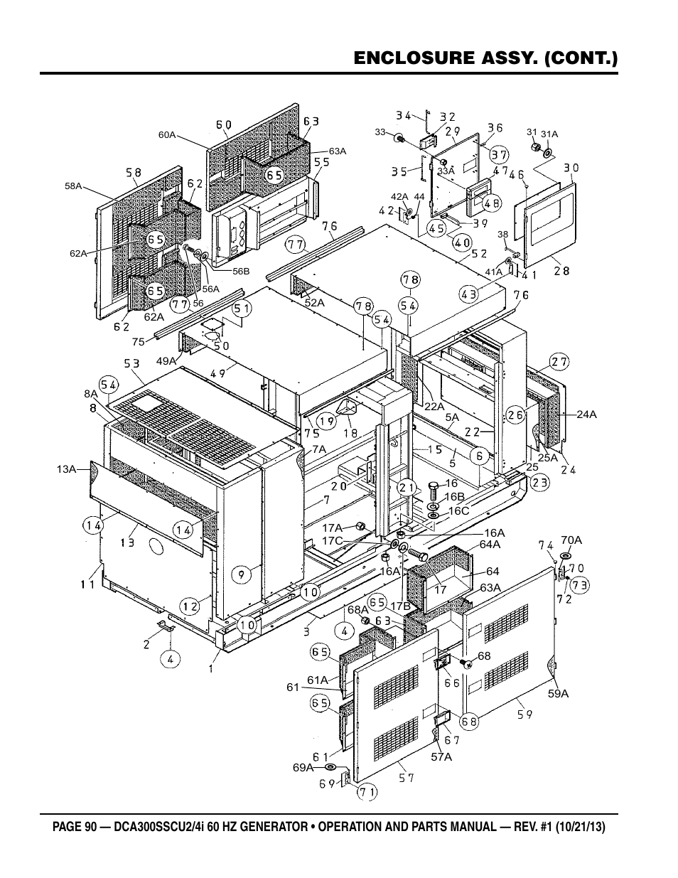 Enclosure assy. (cont.) | Multiquip DCA300SSCU2_SSCU4i User Manual | Page 90 / 102