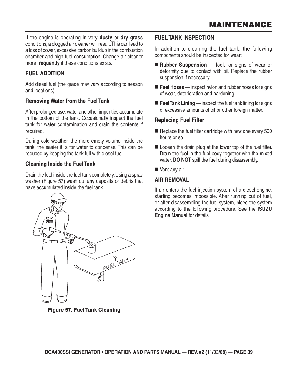 Maintenance | Multiquip DCA400SSI User Manual | Page 39 / 98